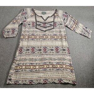 Anthropologie Embroider Shift Dress Sz L SouthWestern Boho Festival Folkcore